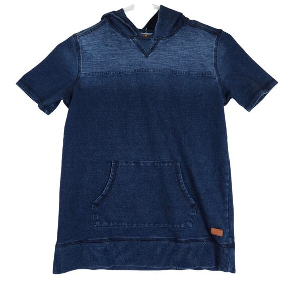 7 For All Mankind Other - 7 For All Mankind Kids Youth Short Sleeve Hooded Shirt Denim large 0845